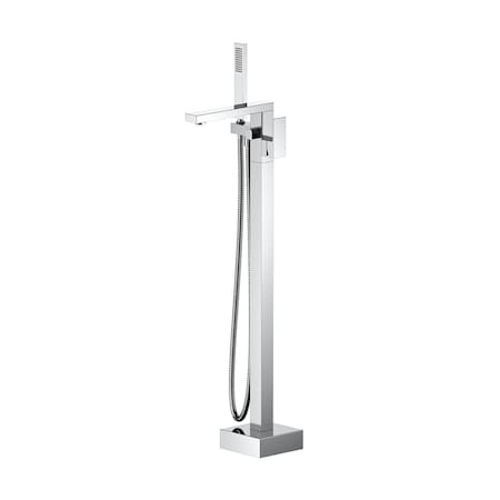 Kibi Cube Floor Mount Tub Filler With Hand Shower - Chrome KTF302CH